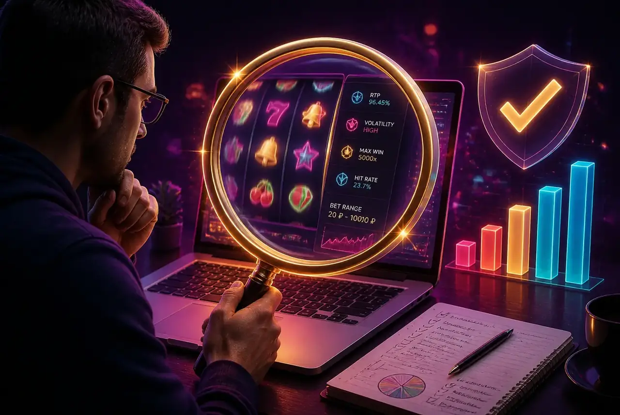 Игрок проверяет честность слота и RTP через информацию в игре