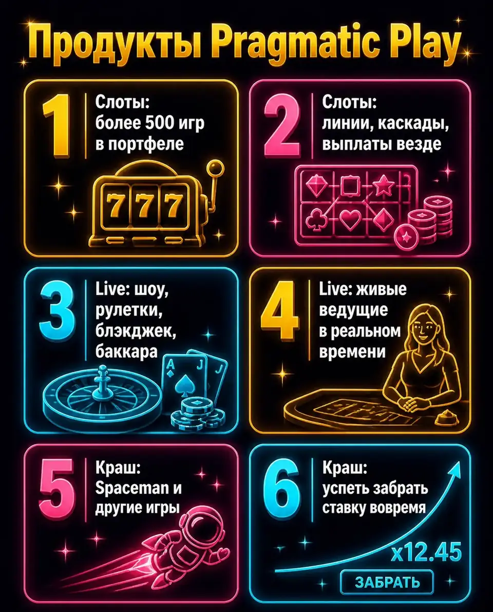Три направления Pragmatic Play: слоты, live-казино и краш-игры