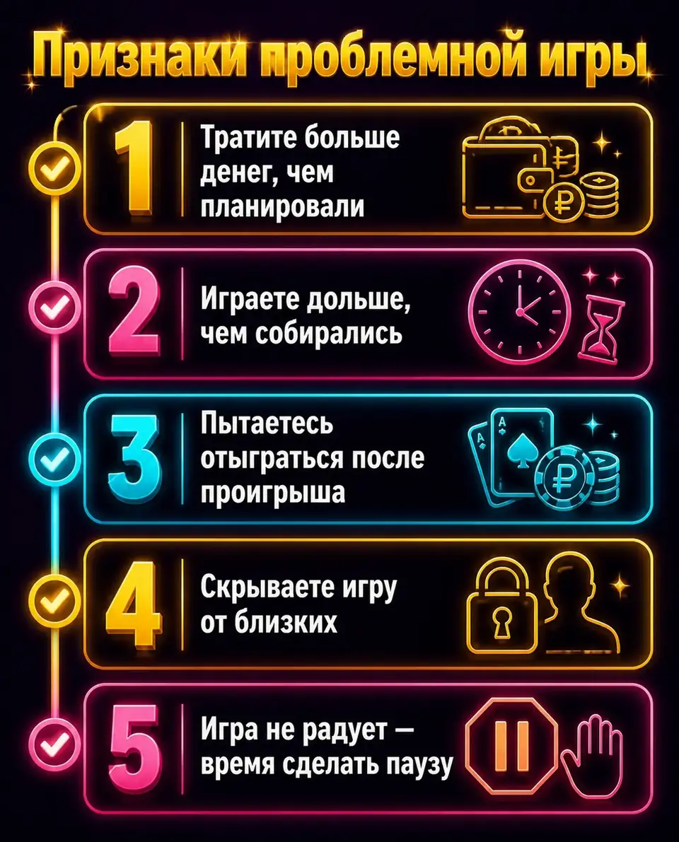Чек-лист признаков проблемной игры в казино