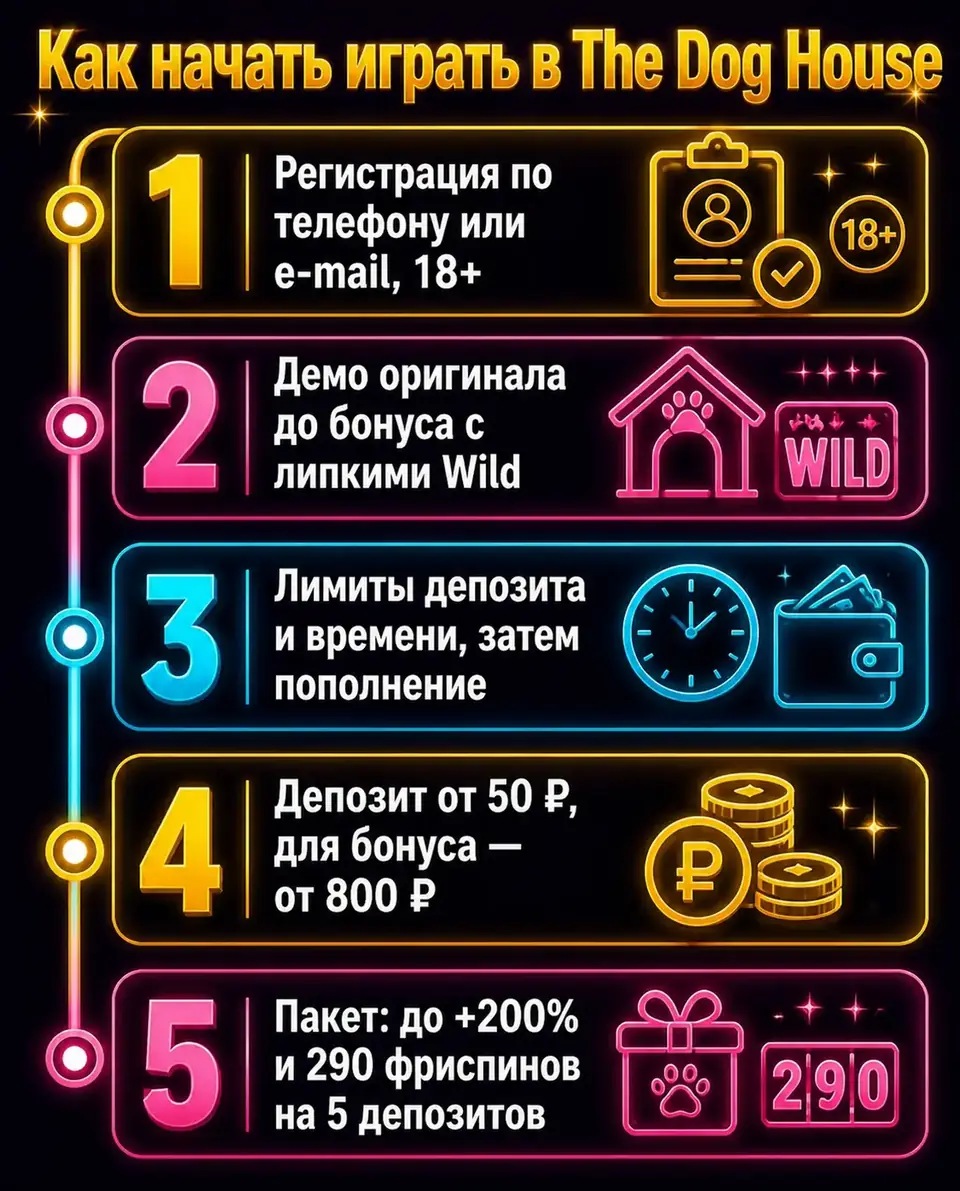 Шаги, как начать играть в слоты серии The Dog House