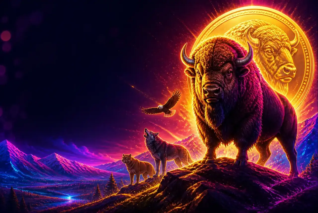 Buffalo King: король-бизон на скале и золотая монета