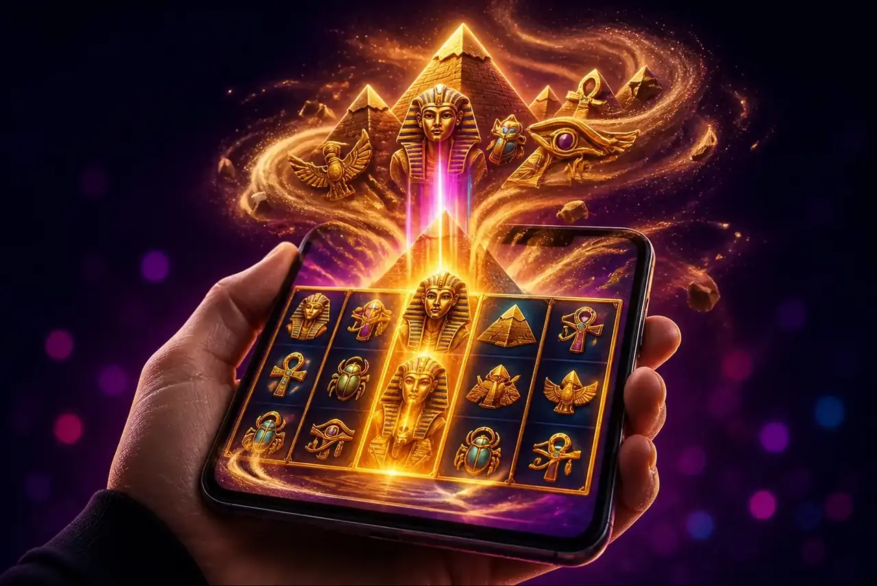 Слот Eye of the Storm на смартфоне с вихрем песчаной бури