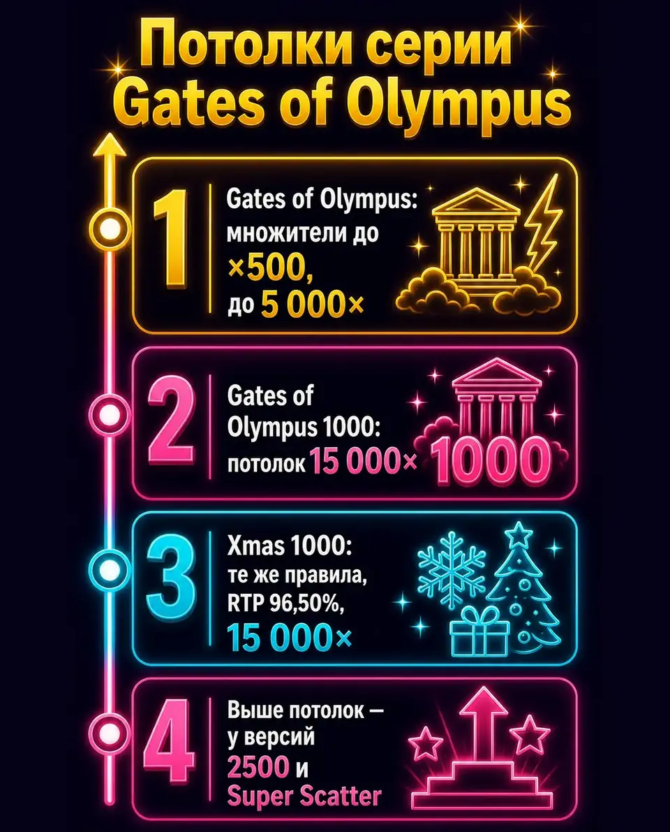 Шкала максимальных выигрышей в серии Gates of Olympus