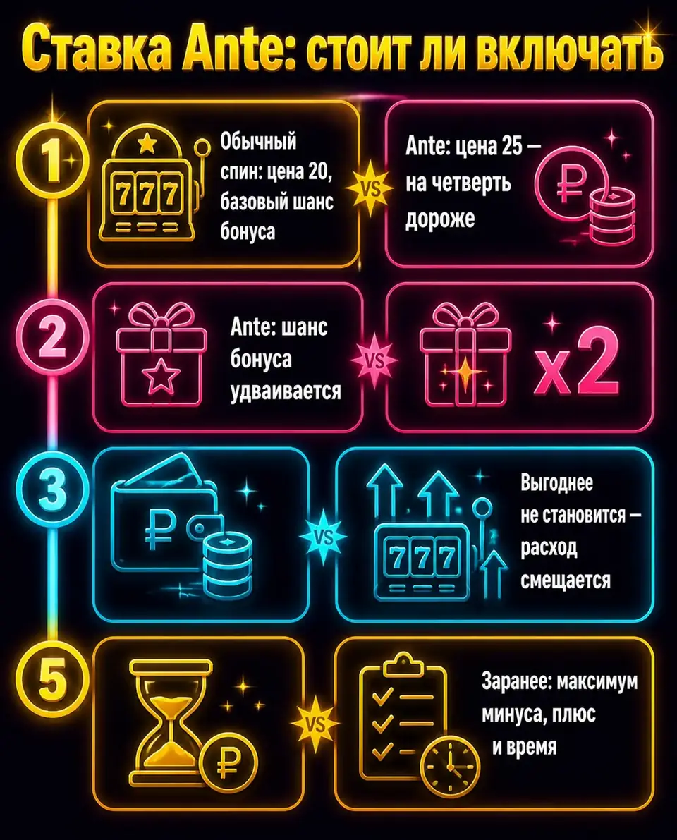 Сравнение обычного спина и ставки Ante в Great Rhino Megaways