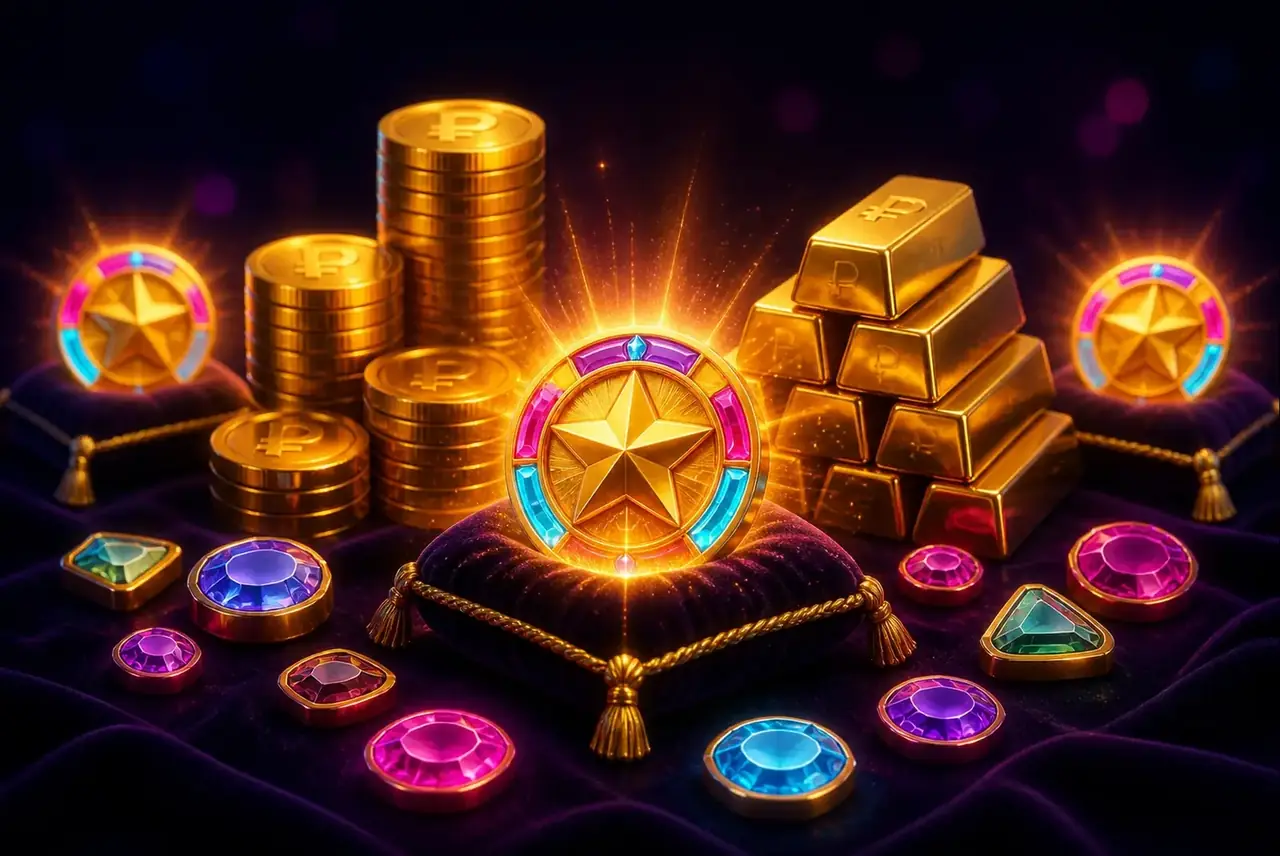 Символы Money Stacks: стопки монет, слитки и сияющий скаттер