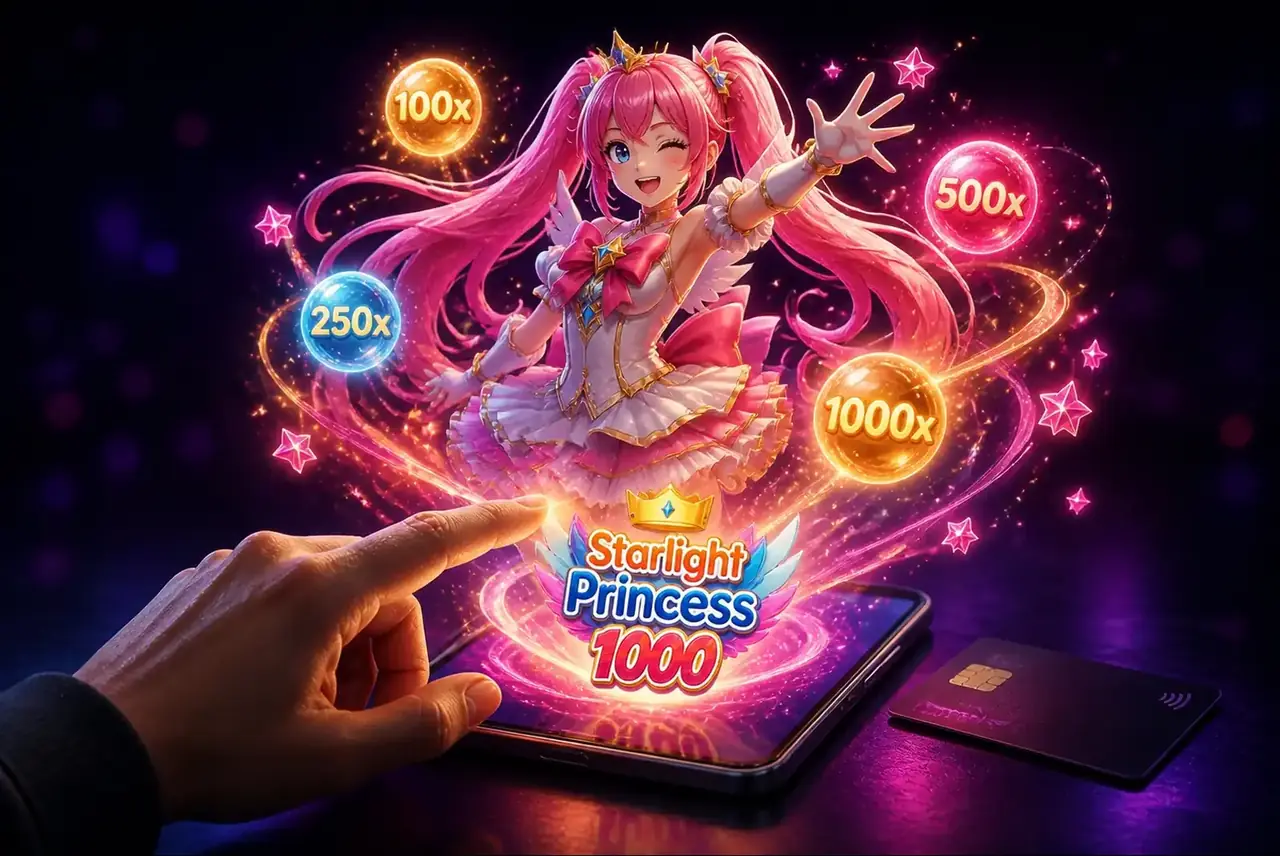 Запуск Starlight Princess 1000 на телефоне, принцесса в звёздах