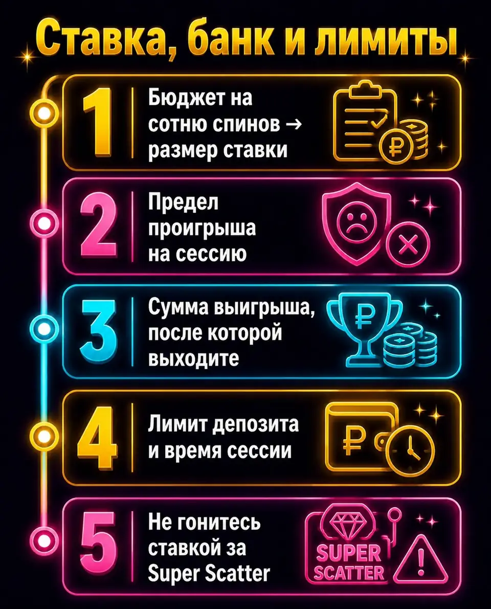 Шаги по выбору ставки и лимитов в Sweet Bonanza Super Scatter