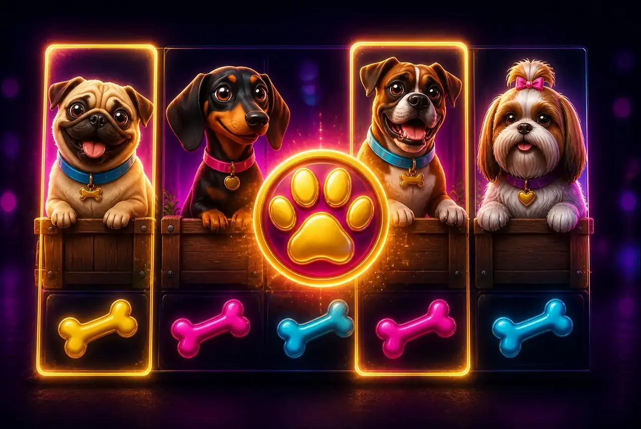 Символы The Big Dog House: собаки, младшие значки и скаттер-лапа