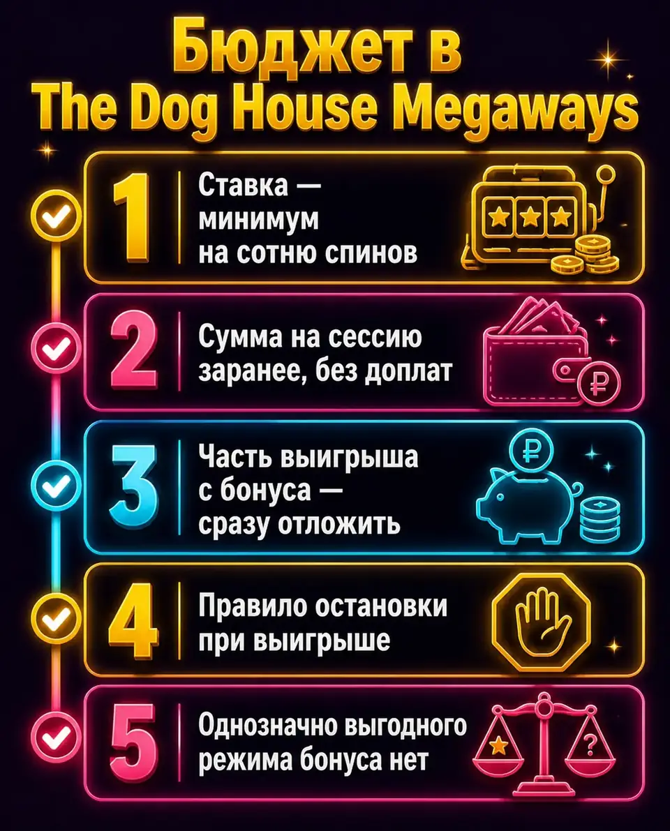 Чек-лист по ставке и бюджету для The Dog House Megaways