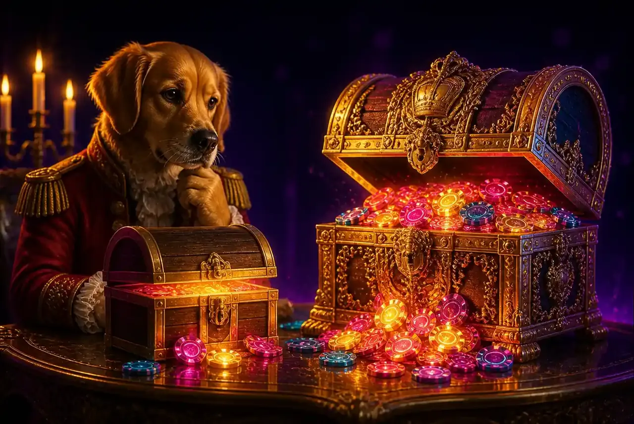 Два сундука разного размера — обычная покупка и Royal Free Spins