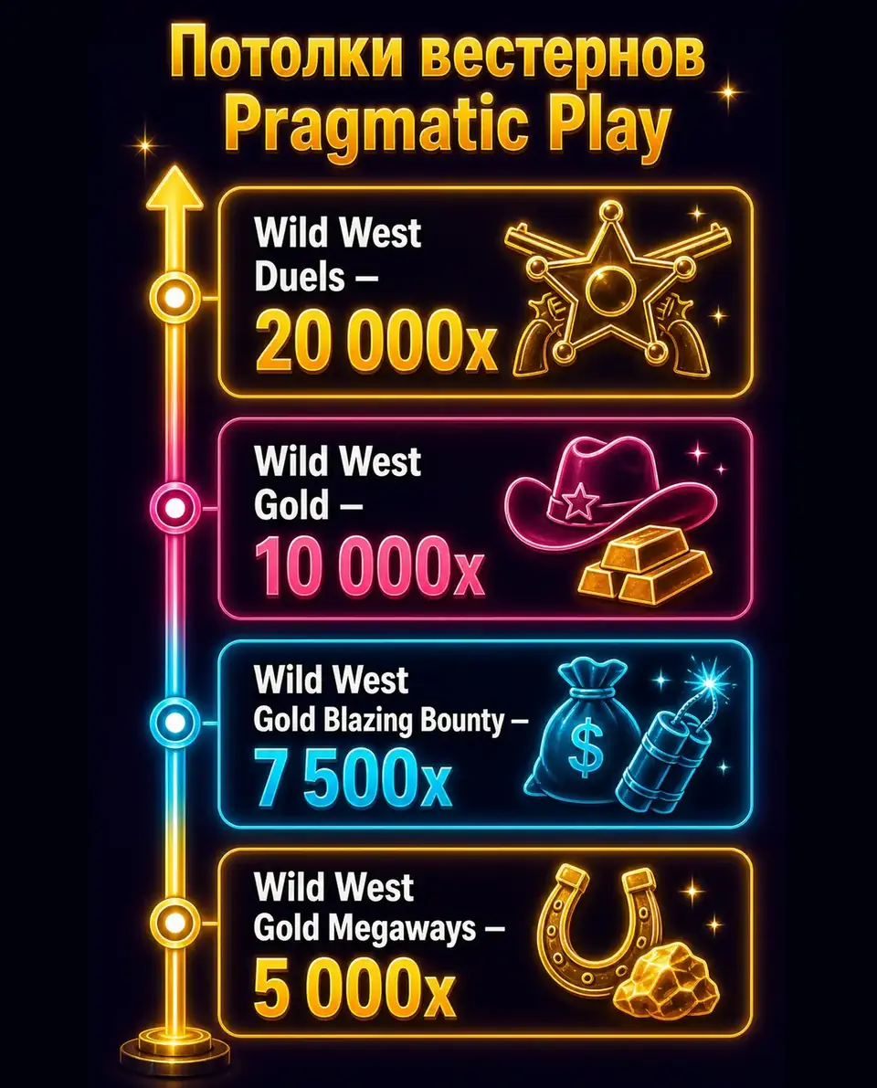 Шкала максимальных выигрышей вестерн-слотов Pragmatic Play