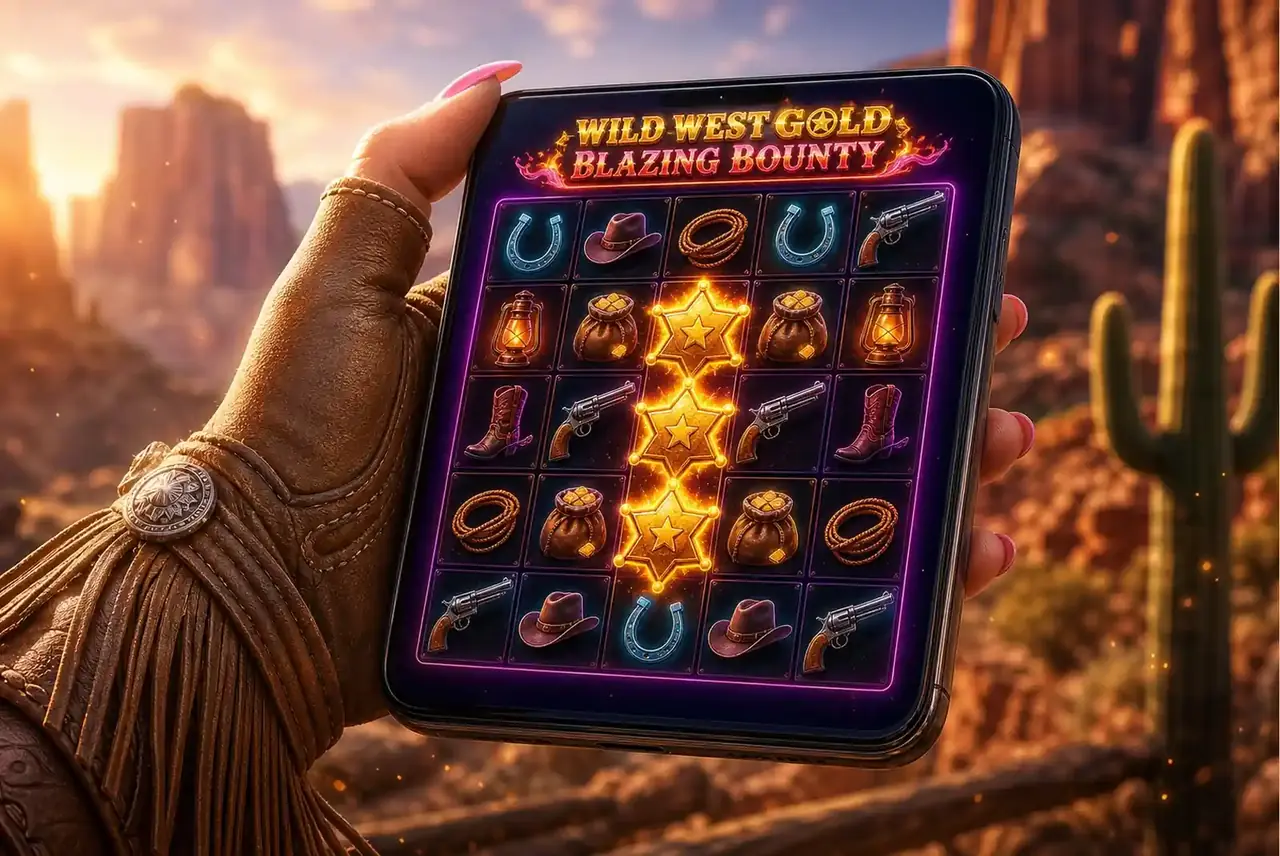 Wild West Gold Blazing Bounty на смартфоне в каньоне
