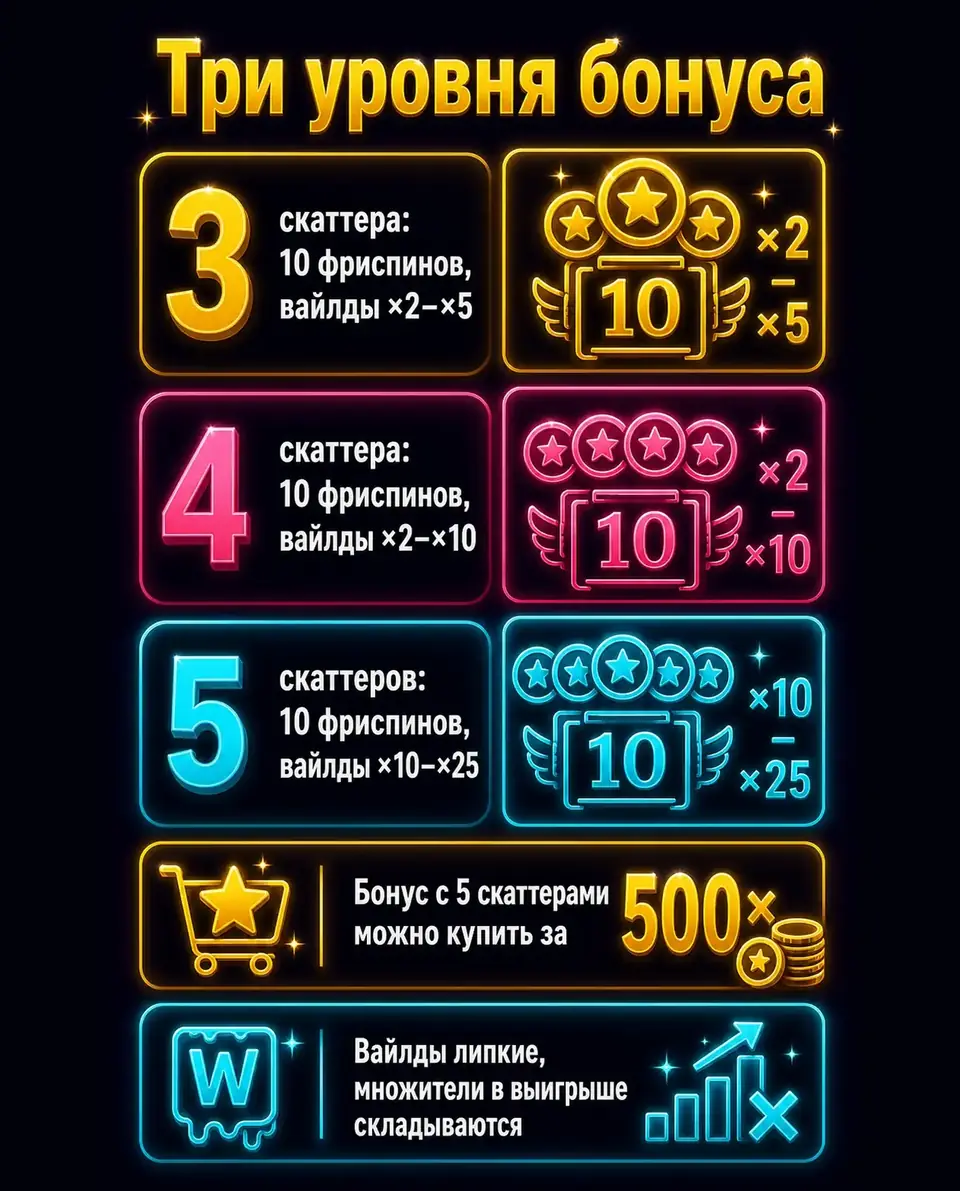 Сравнение трёх уровней фриспинов Wild West Gold Blazing Bounty