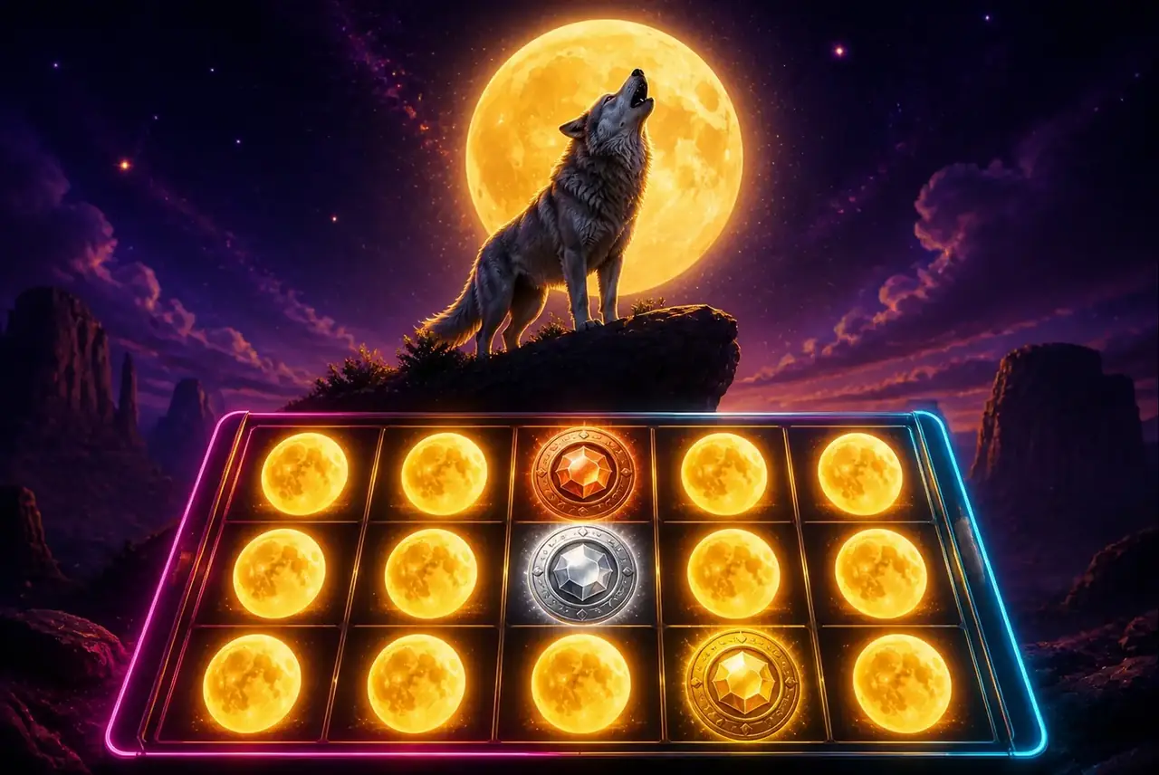 Волк воет на луну над полем с лунами Money Respin в Wolf Gold