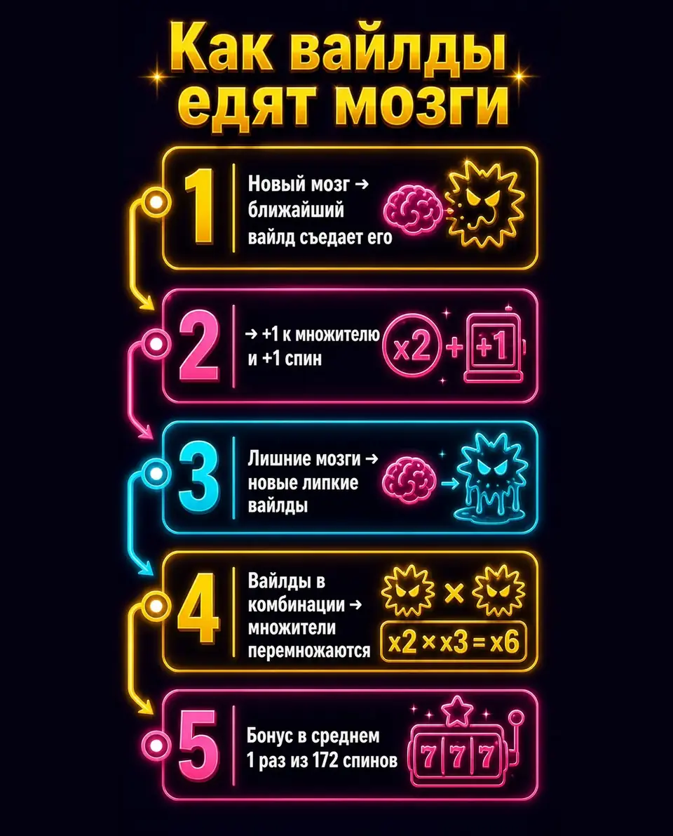 Схема роста множителей вайлдов во фриспинах Zombie Carnival