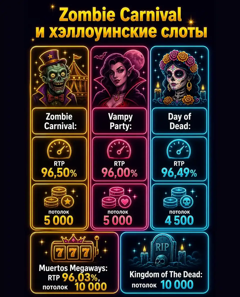 Сравнение Zombie Carnival с другими слотами на Хэллоуин
